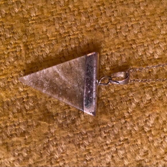 Quartz Crystal Triangle on Silver Chain - Picture 2 of 4